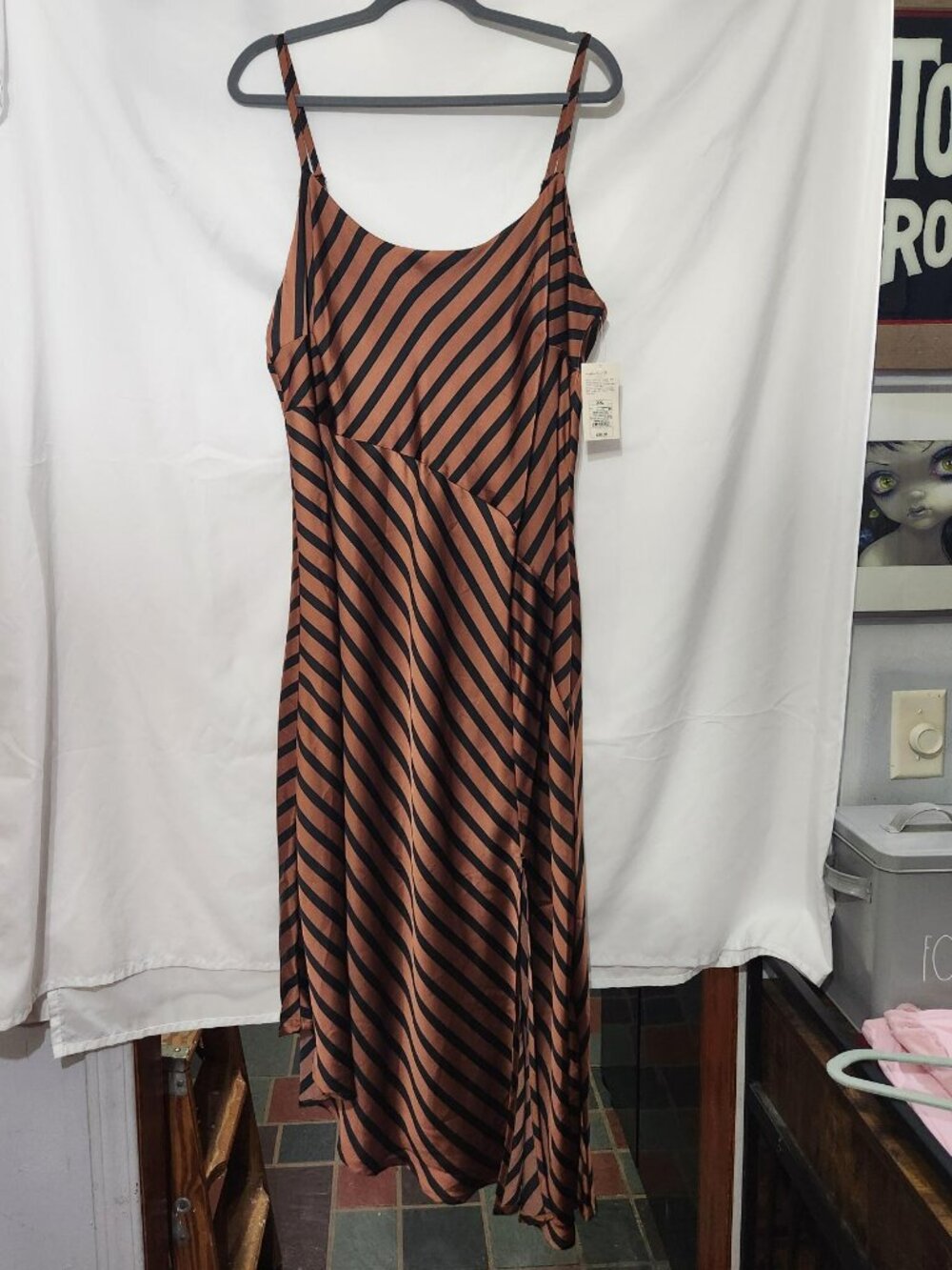 NWT A New Day Striped Midi Slip Dress XXL Bias Cut Minimalist Dress